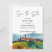 TUSCANY Italien Wasserfarbe Skyline Save The Date (Vorderseite)