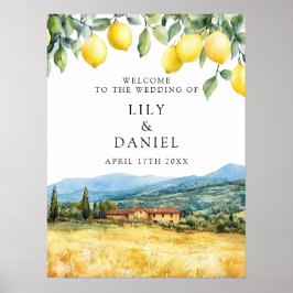 Tuscany Italy Lemons Wedding Welcome Sign Poster