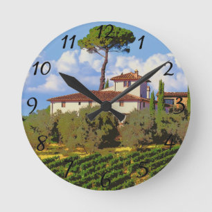 Tuscany Italy Poster Runde Wanduhr