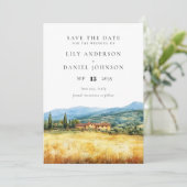 Tuscany Italy Rustic Country Watercolor Wedding Save The Date (Stehend Vorderseite)