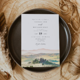 TUSCANY Italy Watercolor Skyline Foto Wedding Einladung