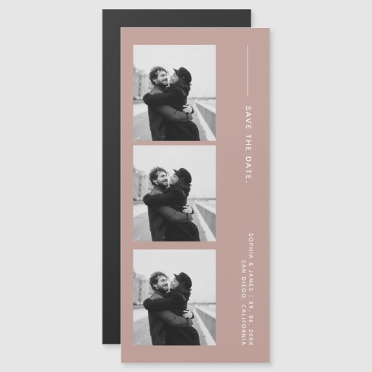 Tuscany Photo Strip Wedding Magnetic Save The Dat Magnetkarte (Vorne/Hinten)