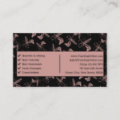 Tuscany Pink & Black QR Code Friseur Salon Visitenkarte (Rückseite)