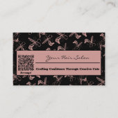 Tuscany Pink & Black QR Code Friseur Salon Visitenkarte (Vorderseite)