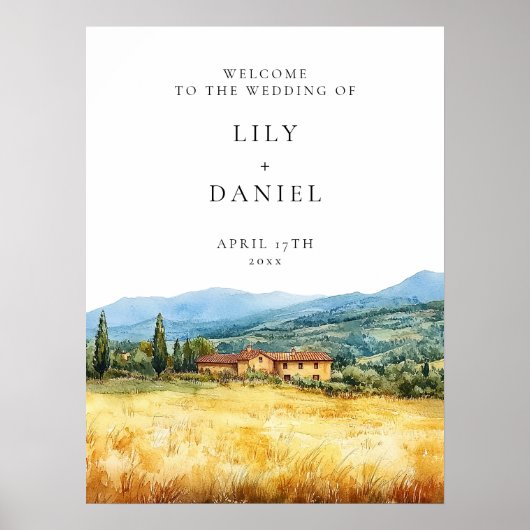 Tuscany Rustic Country Wedding Welcome Sign Poster (Vorne)