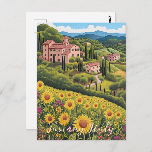 Tuscany Sunflower Valley | Italien Reise | Art Postkarte (Vorne/Hinten)