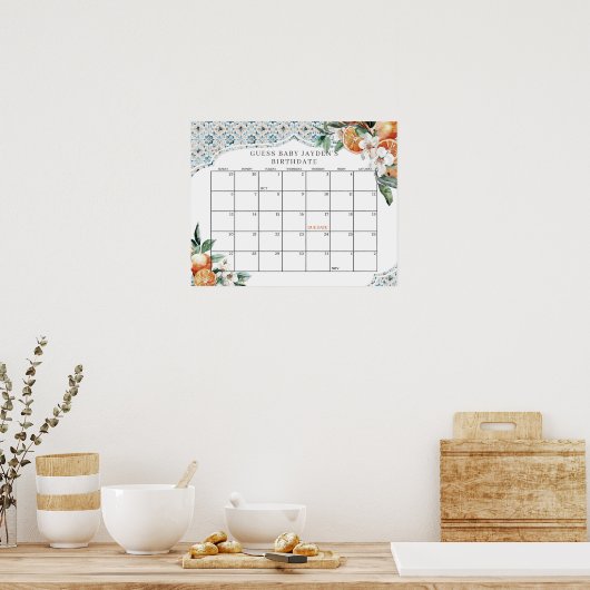 Tuscany Tile Citrus Baby Dusche Schätzung des Fäll Poster (Küche)