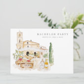 Tuscany Watercolor Bachelor Party Einladungskarte Einladung (Stehend Vorderseite)