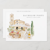 Tuscany Watercolor Bachelor Party Einladungskarte Einladung (Vorne/Hinten)