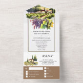 Tuscany watercolor wedding vineyard Tuscan villa All In One Einladung (Innen Boden)