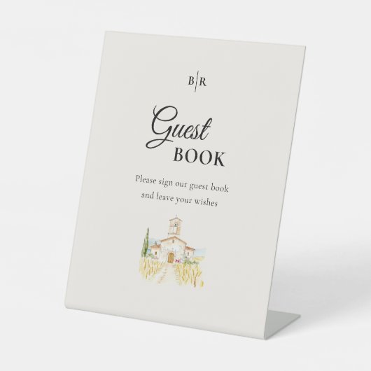 Tuscany Wedding Guest Book Sockelschild (Vorderseite)