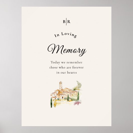 Tuscany Wedding In Loving Memory Sign Poster (Vorne)