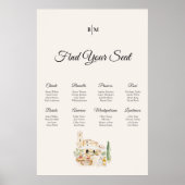 Tuscany Wine Table Wedding Seating Chart Poster (Vorne)