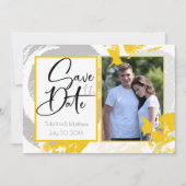 Tuscany Yellow Gray Pinselstriche Save the Date Einladung (Vorderseite)