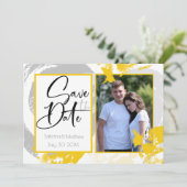 Tuscany Yellow Gray Pinselstriche Save the Date Einladung (Stehend Vorderseite)