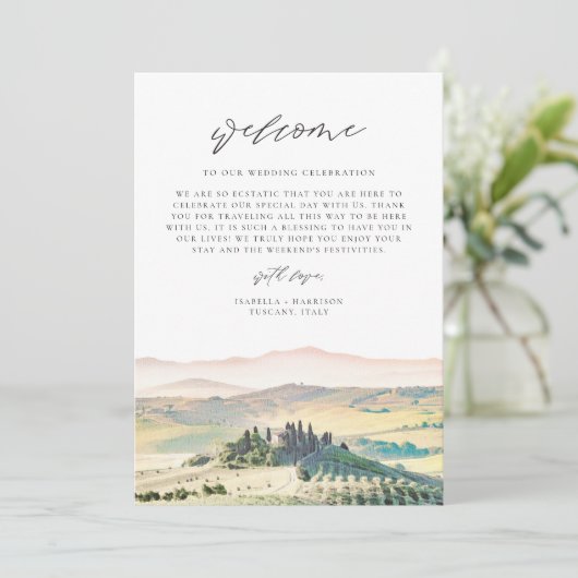 TUSCANY Zielort Begrüßungsschreiben Zeitleiste Menükarte (Stehend Vorderseite)