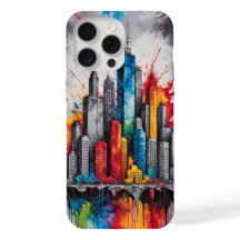 Tusche-Spritzzeichnung Wolkenkratzer Skyline