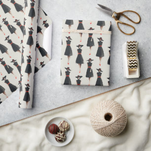 Tusche-Wasch-Kleines-Schwarzes-Kleid Mode Muster Geschenkpapier