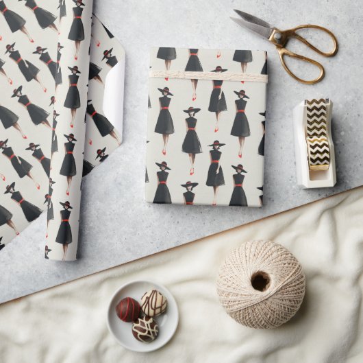 Tusche-Wasch-Kleines-Schwarzes-Kleid Mode Muster Geschenkpapier (Kunsthandwerk)