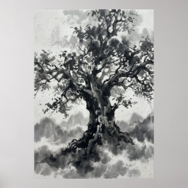 Tusche-Waschbaum-Plakat | Japanische Zen-Kunst | M Poster
