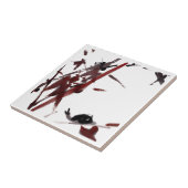 Tuschekunst mit Schnecke und Rotem Bambus Fliese (Seite)