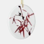 Tuschekunst mit Schnecke und Rotem Bambus Keramik Ornament (Rechts)