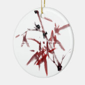 Tuschekunst mit Schnecke und Rotem Bambus Keramik Ornament (Links)