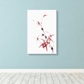 Tuschekunst mit Schnecke und Rotem Bambus Leinwanddruck (Insitu (Holzboden))