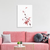 Tuschekunst mit Schnecke und Rotem Bambus Leinwanddruck (Insitu (Wohnzimmer))