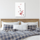 Tuschekunst mit Schnecke und Rotem Bambus Leinwanddruck (Insitu (Schlafzimmer))