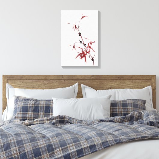 Tuschekunst mit Schnecke und Rotem Bambus Leinwanddruck (Insitu (Schlafzimmer))
