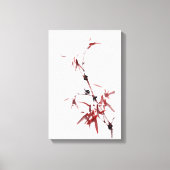 Tuschekunst mit Schnecke und Rotem Bambus Leinwanddruck (Vorderseite)