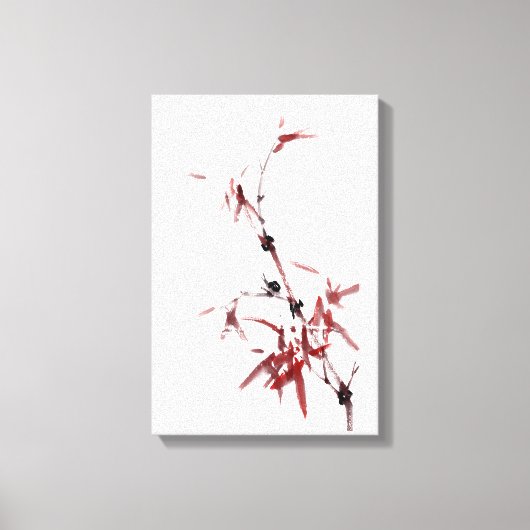 Tuschekunst mit Schnecke und Rotem Bambus Leinwanddruck (Vorderseite)