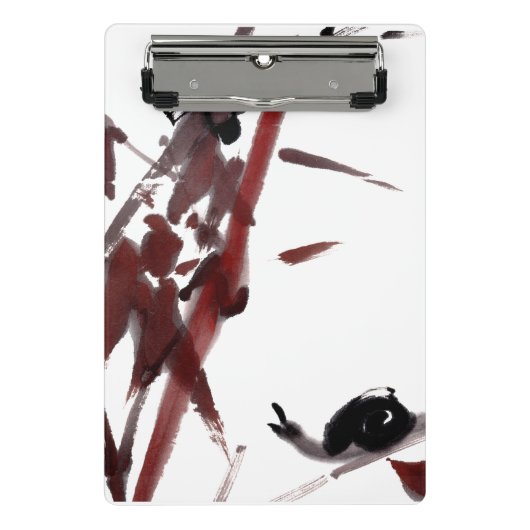 Tuschekunst mit Schnecke und Rotem Bambus Mini Klemmbrett (Vorderseite)