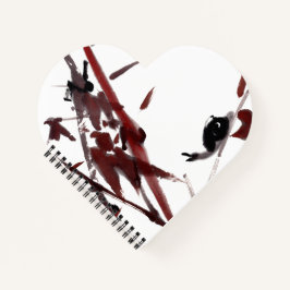 Tuschekunst mit Schnecke und Rotem Bambus Notizblock