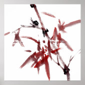 Tuschekunst mit Schnecke und Rotem Bambus Poster (Vorne)