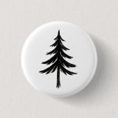 Tuschepinsel Immergrüner Baum – Wald-Design auf Button (Vorderseite)