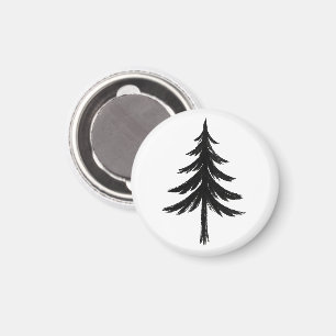 Tuschepinsel Immergrüner Baum – Wald-Design auf Magnet