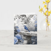 Tuschewaschung Blaumerle auf einer steinernen Gart Karte (Gelbe Blume)