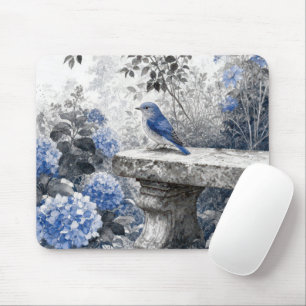 Tuschewaschung Blaumerle auf einer steinernen Gart Mousepad