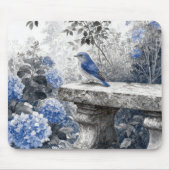 Tuschewaschung Blaumerle auf einer steinernen Gart Mousepad (Vorne)