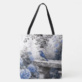 Tuschewaschung Blaumerle auf einer steinernen Gart Tasche (Vorderseite)