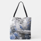Tuschewaschung Blaumerle auf einer steinernen Gart Tasche (Rückseite)