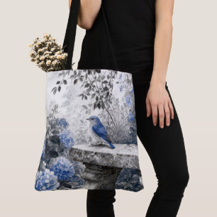 Tuschewaschung Blaumerle auf einer steinernen Gart Tasche