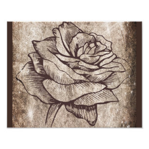 Tuschezeichnung Rose Fotodruck