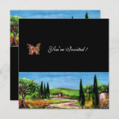 TUSKANISCHE LANDSCHAFT 5,gelb, grün, schwarz Einladung (Vorne/Hinten)