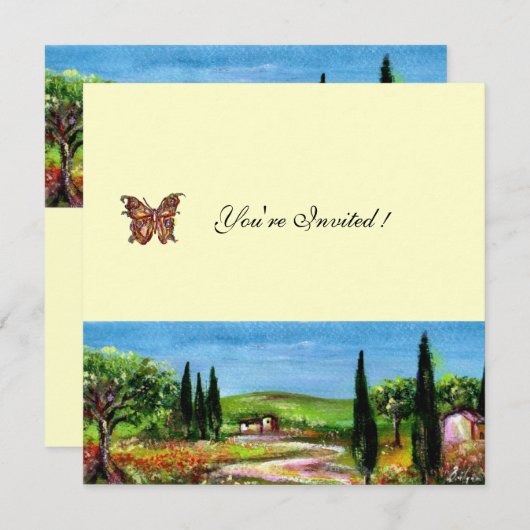 TUSKANISCHE LANDSCHAFT 5,gelb-weiß Einladung (Vorne/Hinten)