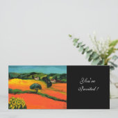 TUSKANISCHE LANDSCHAFT, blau-grün-gelb-orange Einladung (Stehend Vorderseite)