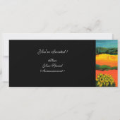 TUSKANISCHE LANDSCHAFT, blau-grün-gelb-orange Einladung (Rückseite)