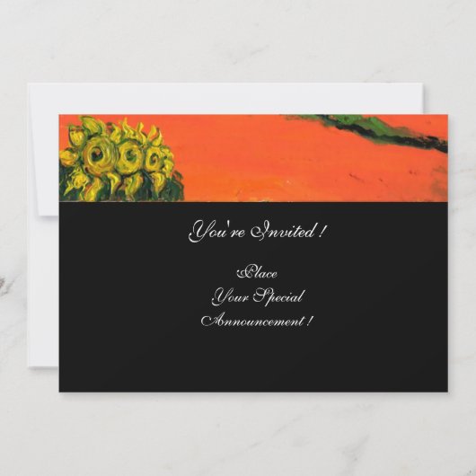 TUSKANISCHE LANDSCHAFT, blau-grün-gelb-orange Einladung (Rückseite)